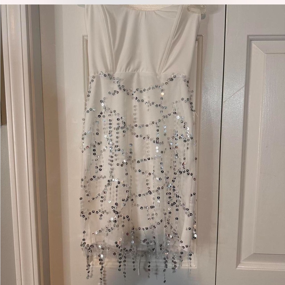 Lucy in the Sky White Dress with Silver Accents
